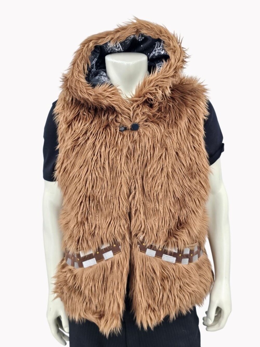 Star Wars Her Universe Womens 2X Chewbacca Faux Fur Hooded Vest Galactic Lining